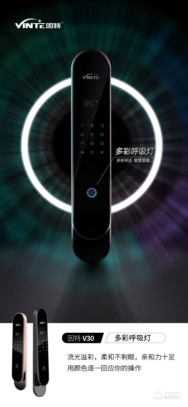 因特智能锁 V30家用防盗门锁全自动安防智能锁